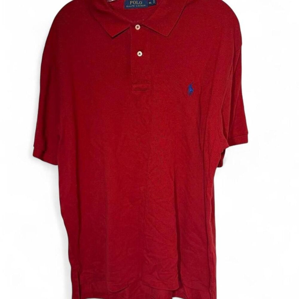 Polo Ralph Lauren Men's XL Red Polo Button Short Sleeve Shirt